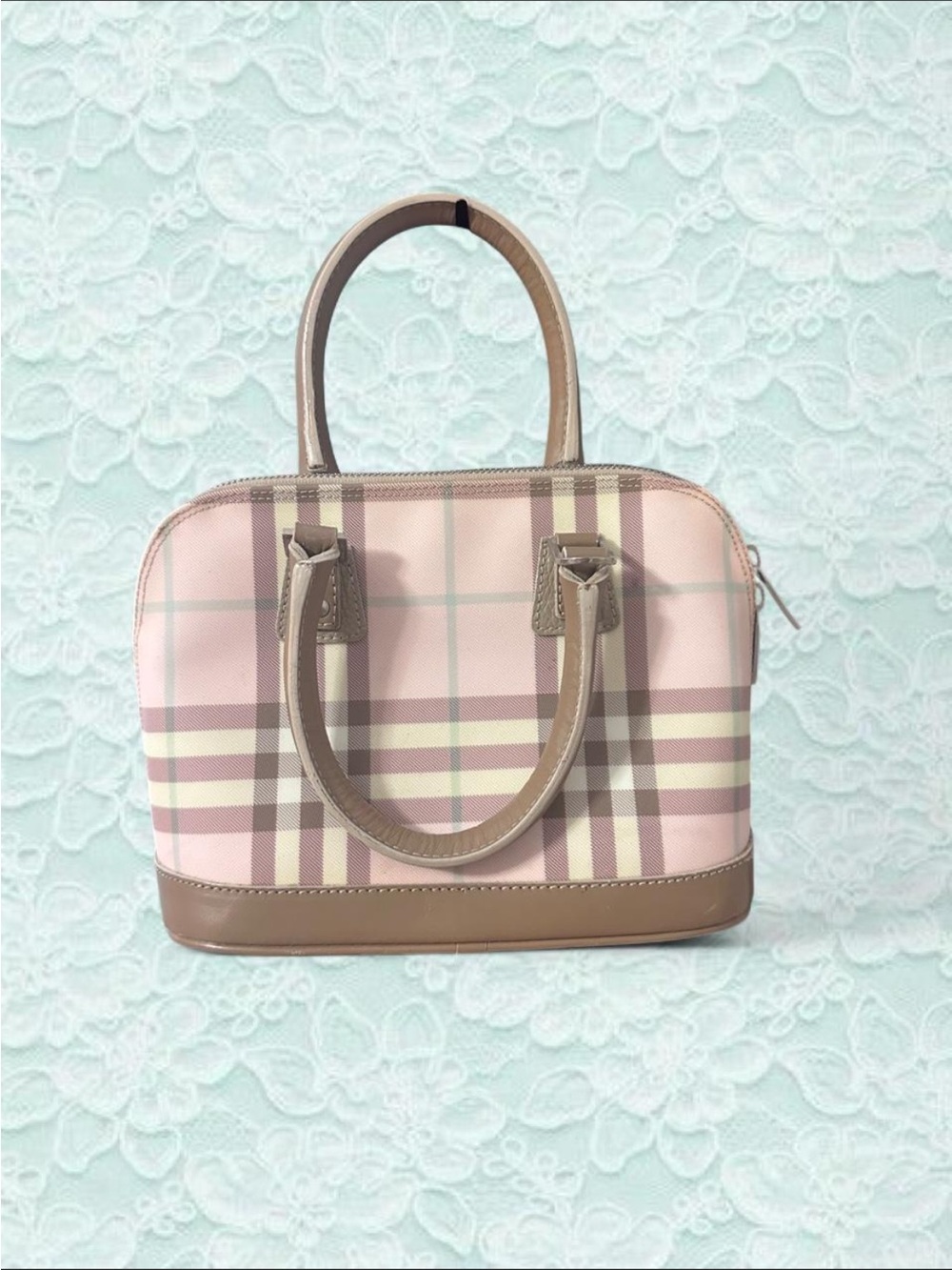 Burberry Nova Check Pink Bowler Bag